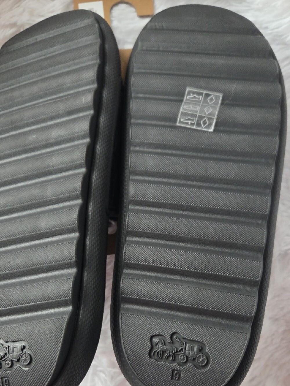 Coach Black Embossed Logo Slide Sandals. NWT - Picture 2 of 4